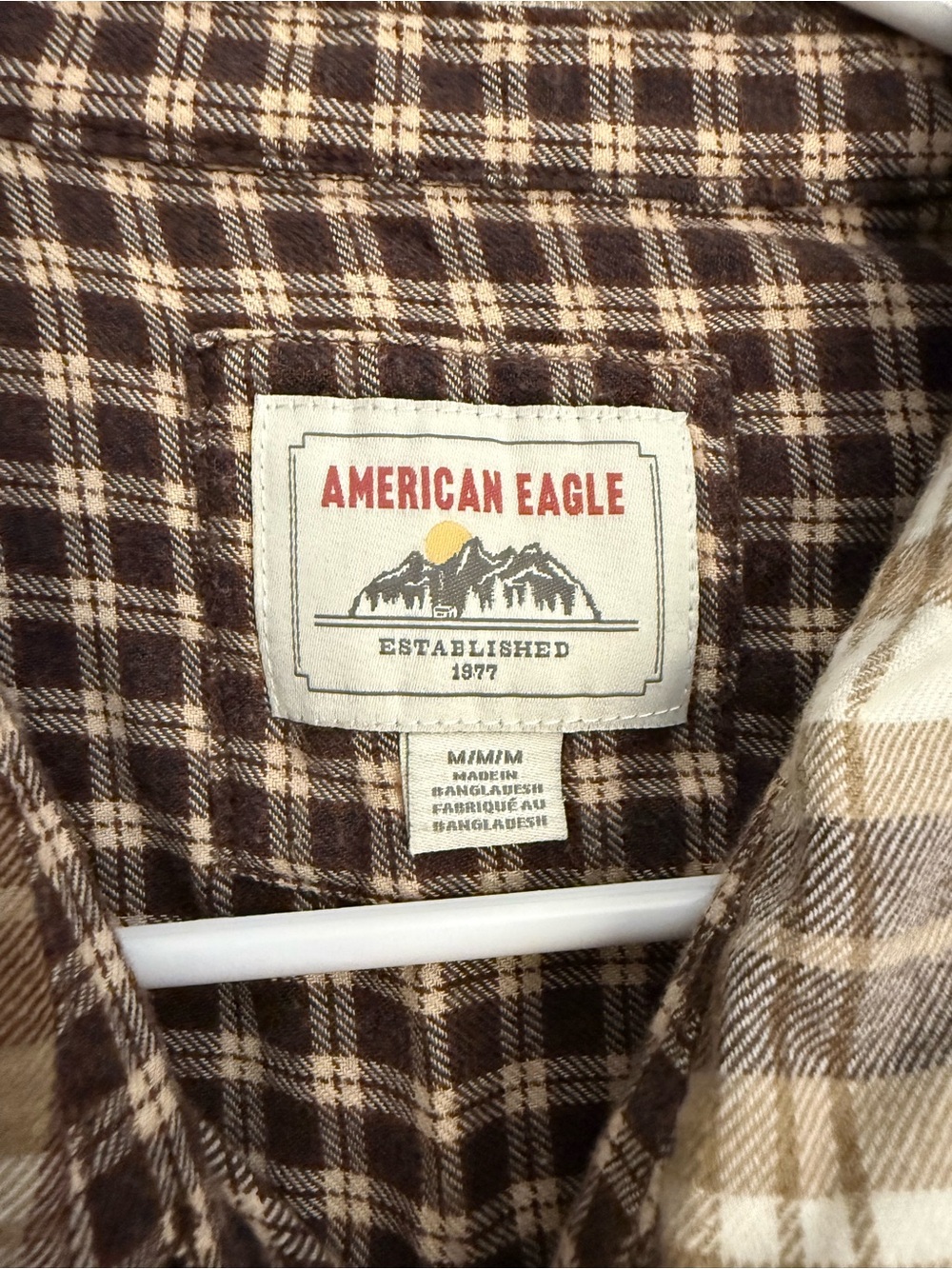 American Eagle Outfitters Brown Multi Plaid Patchwork Button-Down Shirt - Picture 3 of 5